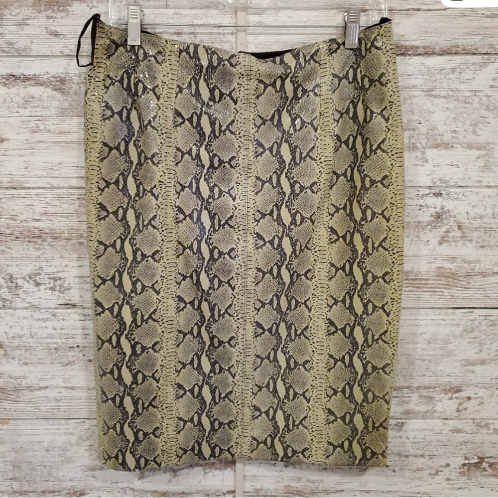 Carlisle Snakeskin Print Midi Skirt in Black and Cream